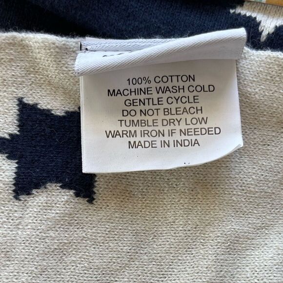 Hanukkah Star of David Navy & Ivory Knit Reversible Baby Blanket and Bib Set NWT - Picture 6 of 7